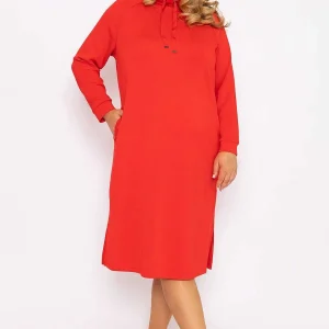 Ulla Popken Straight Fit Sweatshirt Dress In Red*Women Dresses & Jumpsuits