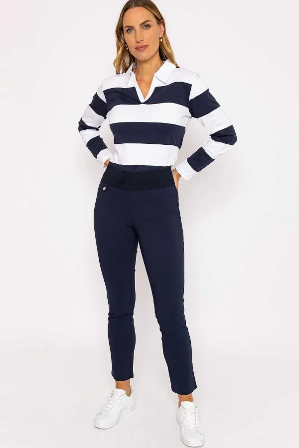 Kelly & Grace Weekend Straight Leg Bengaline Pant In Navy*Women Jeans & Trousers