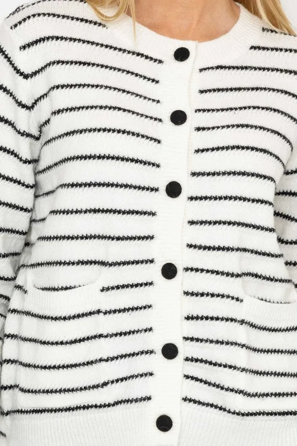 J'aime la Vie Stripe Cardigan In Mono*Women Jumpers & Cardigans