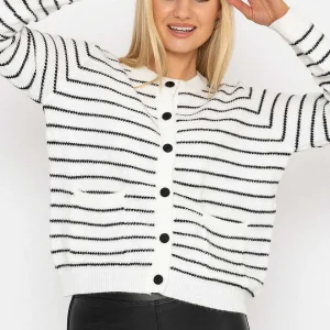J'aime la Vie Stripe Cardigan In Mono*Women Jumpers & Cardigans
