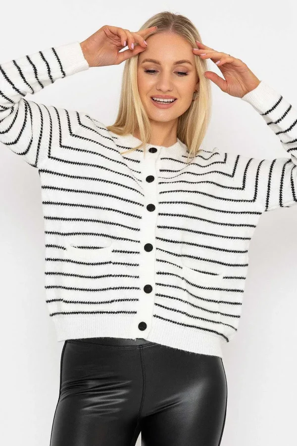 J'aime la Vie Stripe Cardigan In Mono*Women Jumpers & Cardigans