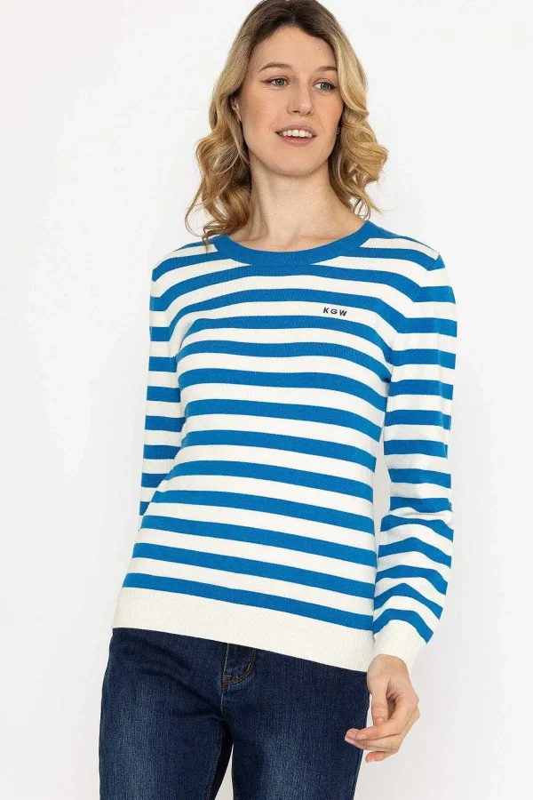 Kelly & Grace Weekend Stripe Crew Neck In Navy*Women Jumpers & Cardigans