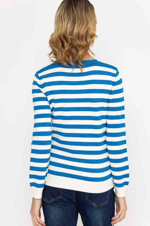 Kelly & Grace Weekend Stripe Crew Neck In Navy*Women Jumpers & Cardigans