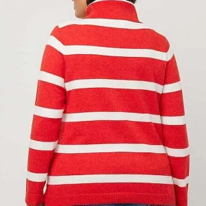 Ulla Popken Stripe Fine Knit Turtleneck Sweater In Red*Women Jumpers & Cardigans
