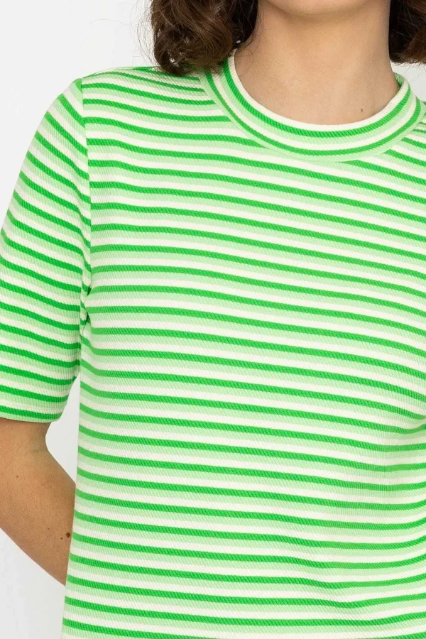 Kelly & Grace Weekend Stripe Jersey Top In Green*Women Tops & Blouses
