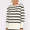 J'aime la Vie Stripe Knit Sweater In Ecru*Women Jumpers & Cardigans
