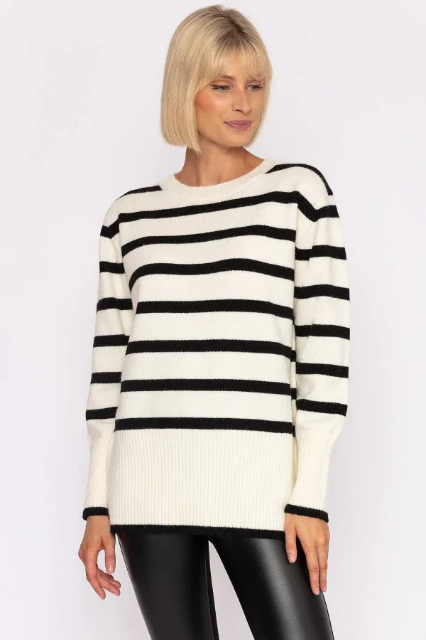 J'aime la Vie Stripe Knit Sweater In Ecru*Women Jumpers & Cardigans