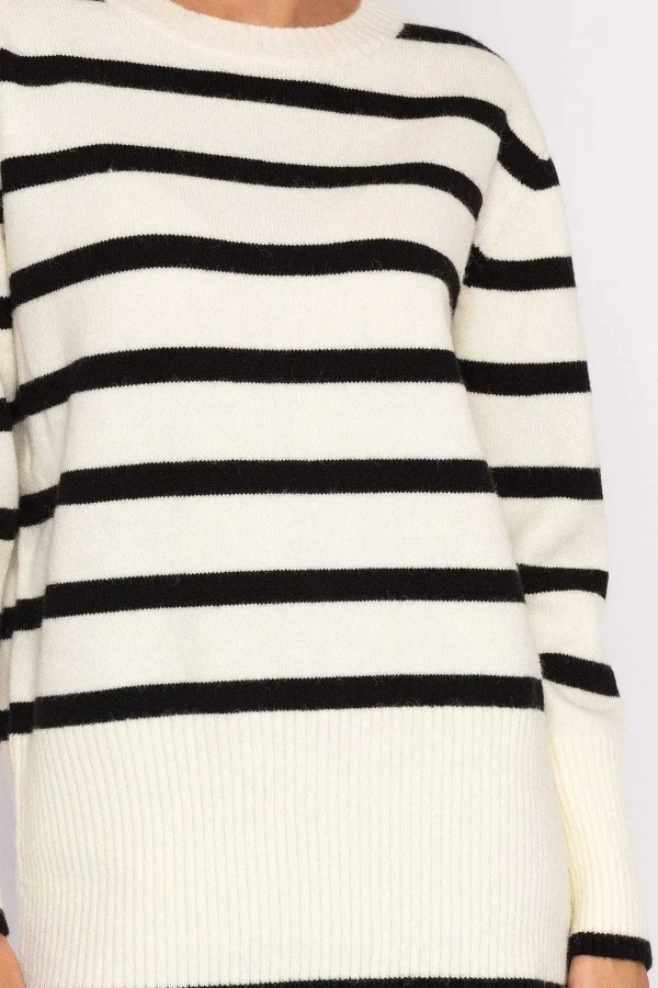 J'aime la Vie Stripe Knit Sweater In Ecru*Women Jumpers & Cardigans