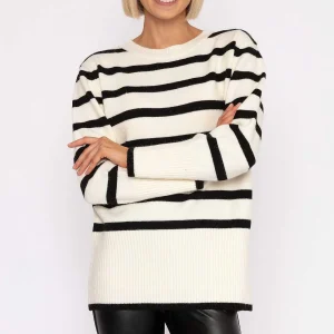 J'aime la Vie Stripe Knit Sweater In Ecru*Women Jumpers & Cardigans