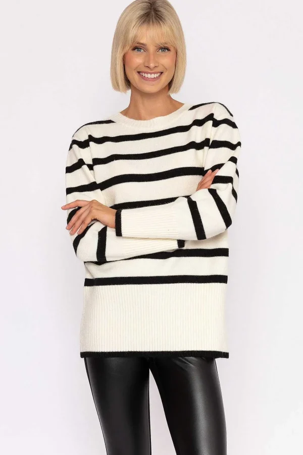 J'aime la Vie Stripe Knit Sweater In Ecru*Women Jumpers & Cardigans