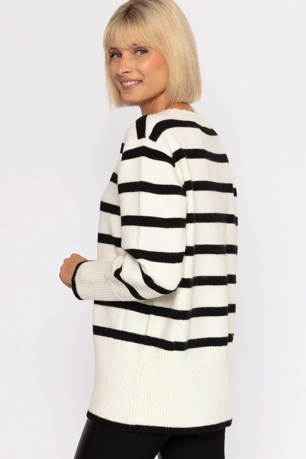 J'aime la Vie Stripe Knit Sweater In Ecru*Women Jumpers & Cardigans