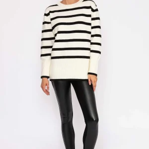J'aime la Vie Stripe Knit Sweater In Ecru*Women Jumpers & Cardigans