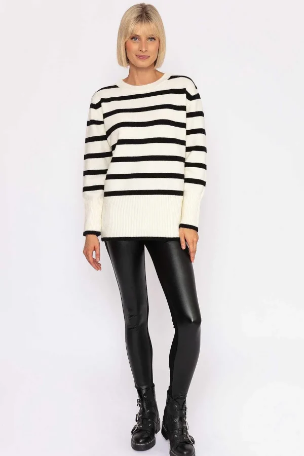 J'aime la Vie Stripe Knit Sweater In Ecru*Women Jumpers & Cardigans