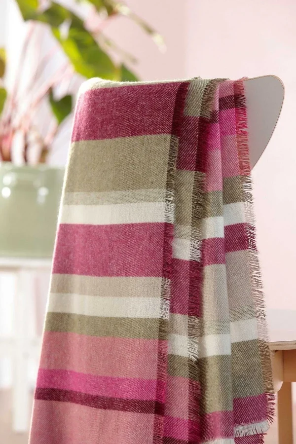 Biederlack Stripe Out Pink Blanket* Homeware