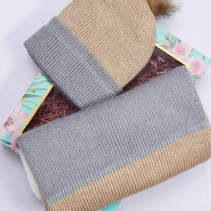 SOUL Accessories Stripe Panel Scarf And Beanie In Camel* Teenager