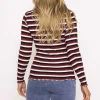 Kelly & Grace Weekend Stripe Rib Top In Burgundy*Women Tops & Blouses