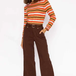 Kelly & Grace Weekend Stripe Ruffle Neck In Multi*Women Jumpers & Cardigans