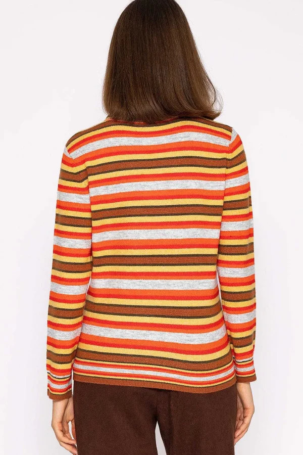 Kelly & Grace Weekend Stripe Ruffle Neck In Multi*Women Jumpers & Cardigans