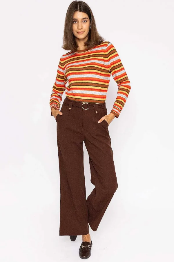 Kelly & Grace Weekend Stripe Ruffle Neck In Multi*Women Jumpers & Cardigans