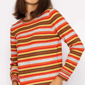 Kelly & Grace Weekend Stripe Ruffle Neck In Multi*Women Jumpers & Cardigans