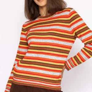 Kelly & Grace Weekend Stripe Ruffle Neck In Multi*Women Jumpers & Cardigans