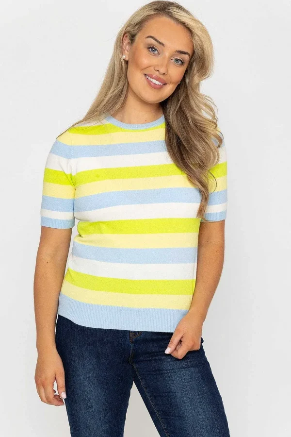 Kelly & Grace Weekend Stripe Short Sleeve Knit In Blue*Women Tops & Blouses