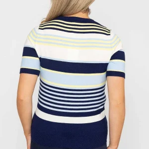 Kelly & Grace Weekend Stripe Short Sleeve Knit In Navy*Women Tops & Blouses