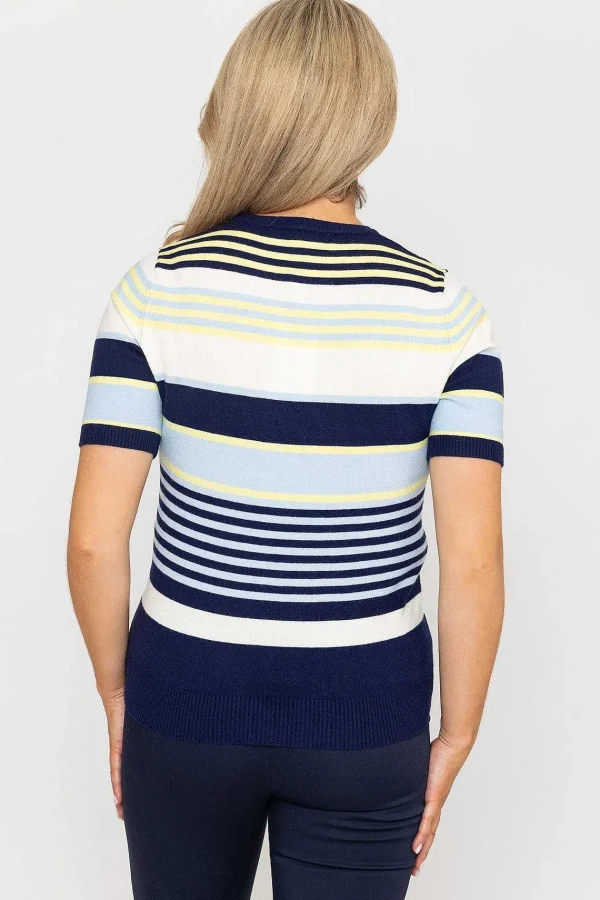 Kelly & Grace Weekend Stripe Short Sleeve Knit In Navy*Women Tops & Blouses