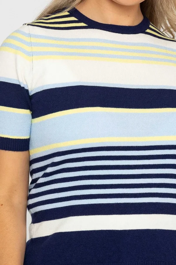 Kelly & Grace Weekend Stripe Short Sleeve Knit In Navy*Women Tops & Blouses