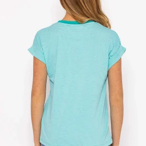Kelly & Grace Weekend Stripe Tee In Aqua Blue*Women Tops & Blouses
