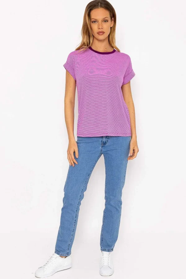 Kelly & Grace Weekend Stripe Tee In Purple*Women Tops & Blouses