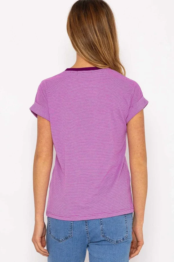 Kelly & Grace Weekend Stripe Tee In Purple*Women Tops & Blouses
