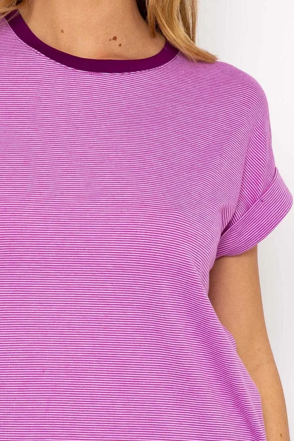 Kelly & Grace Weekend Stripe Tee In Purple*Women Tops & Blouses