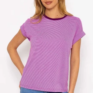 Kelly & Grace Weekend Stripe Tee In Purple*Women Tops & Blouses