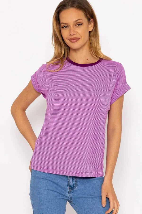 Kelly & Grace Weekend Stripe Tee In Purple*Women Tops & Blouses