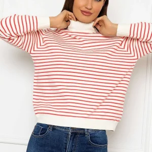 J'aime la Vie Stripe Turtleneck In Orange*Women Jumpers & Cardigans