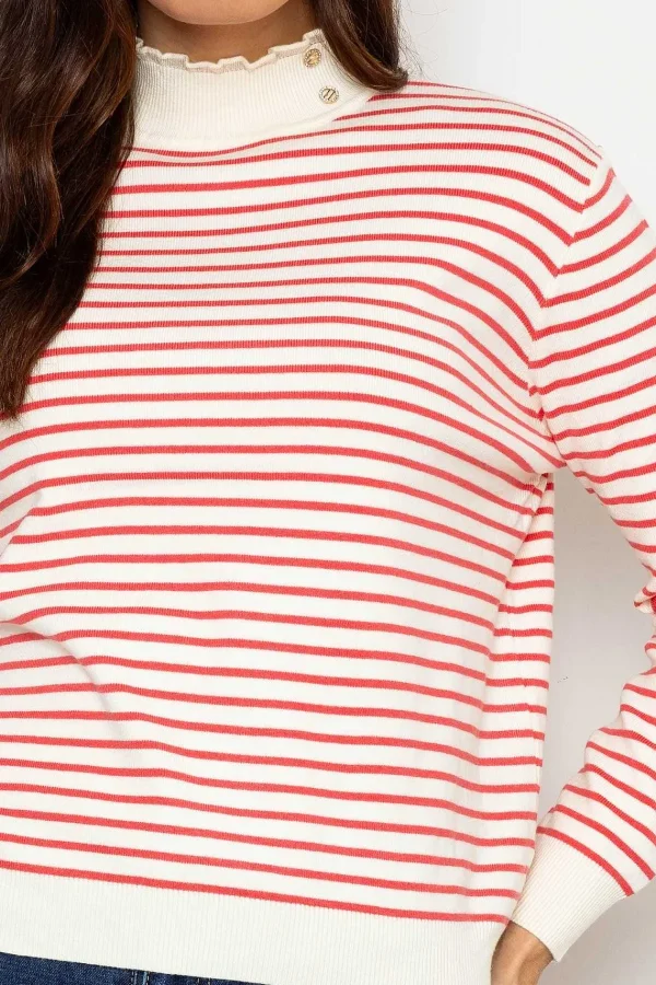 J'aime la Vie Stripe Turtleneck In Orange*Women Jumpers & Cardigans