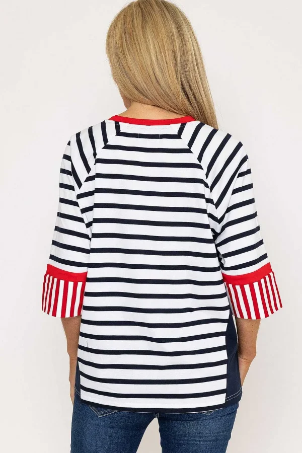 West Quay Striped Contrast Top In Navy*Women Tops & Blouses