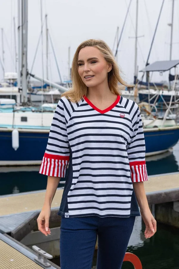 West Quay Striped Contrast Top In Navy*Women Tops & Blouses