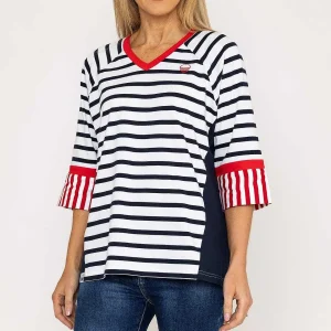 West Quay Striped Contrast Top In Navy*Women Tops & Blouses