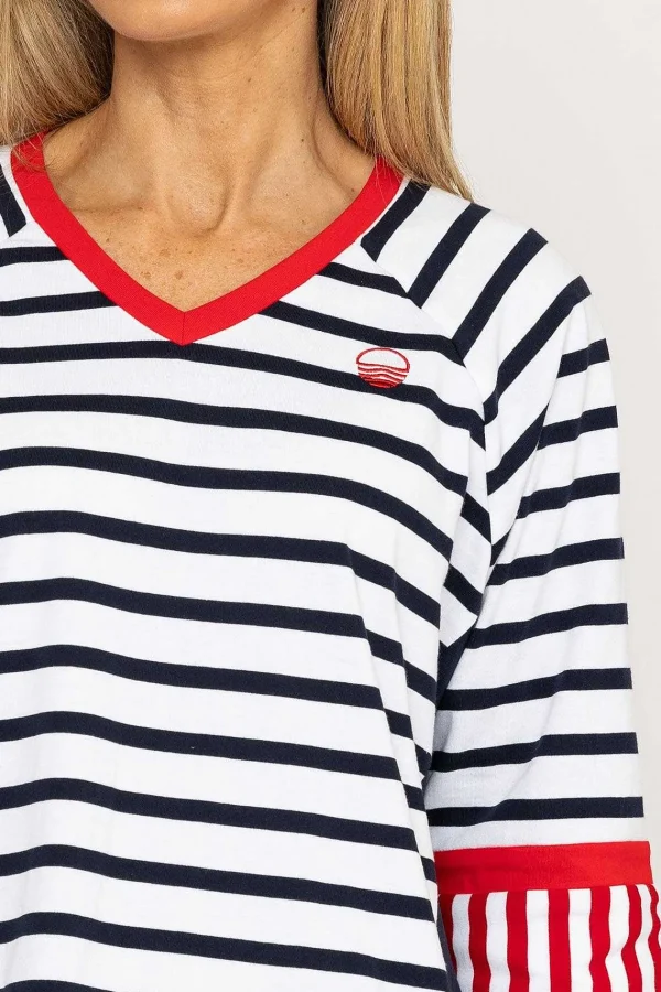 West Quay Striped Contrast Top In Navy*Women Tops & Blouses