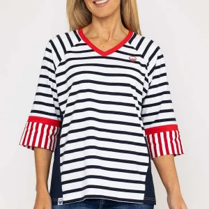 West Quay Striped Contrast Top In Navy*Women Tops & Blouses