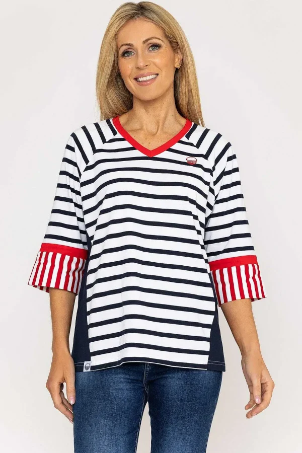 West Quay Striped Contrast Top In Navy*Women Tops & Blouses