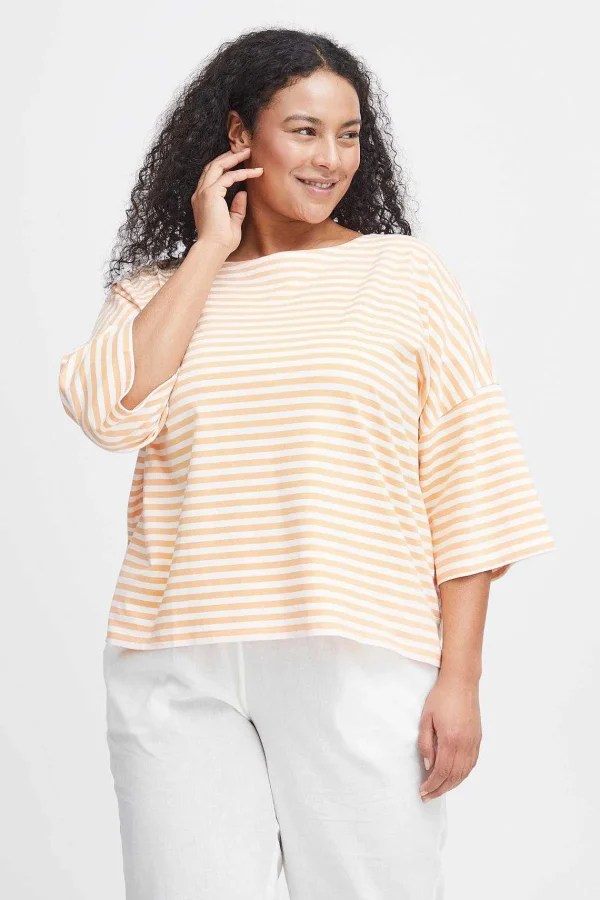 Simple Wish Striped Cotton T-Shirt In Orange*Women Tops & Blouses