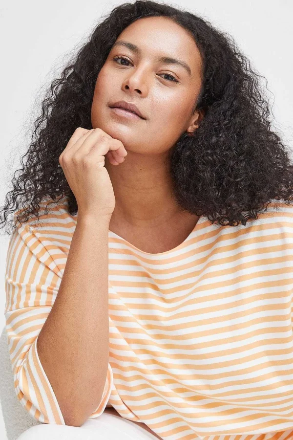 Simple Wish Striped Cotton T-Shirt In Orange*Women Tops & Blouses