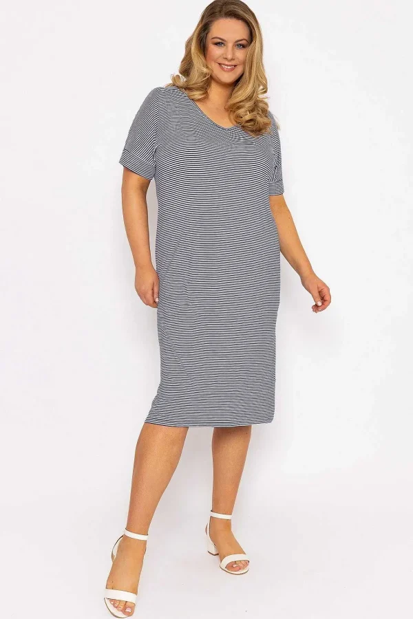 Ulla Popken Striped Midi Dress In Navy*Women Dresses & Jumpsuits