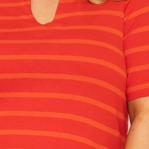 Ulla Popken Striped Oversize Short Sleeve Top In Red*Women Tops & Blouses