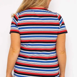 Ulla Popken Striped Short Sleeve Top In Multi Print*Women Tops & Blouses