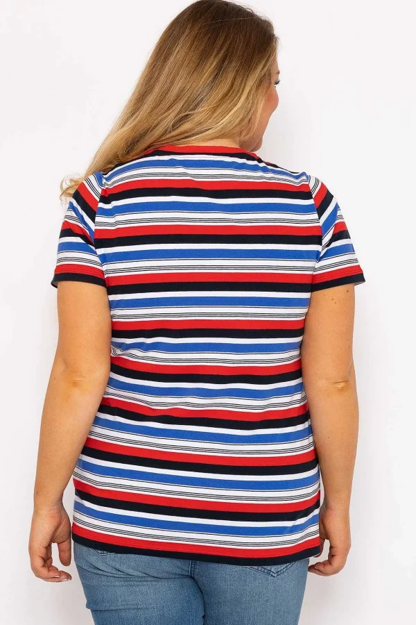Ulla Popken Striped Short Sleeve Top In Multi Print*Women Tops & Blouses