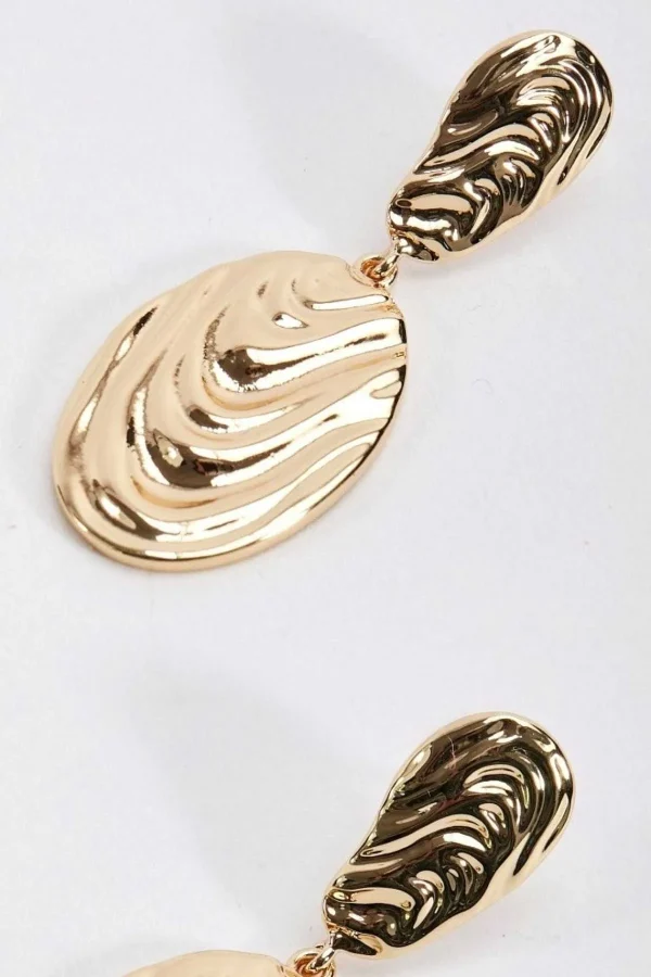 Soul Jewellery Structured Gold Textured Drop Earrings*Women As Seen On Social